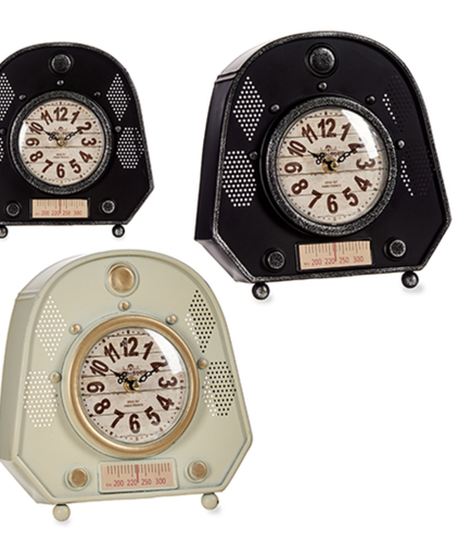 [DEAR211183] DECO 79674 HORLOGE DE METAL POSTE RADIO CLASSIQUE ASSORT 2 COULEUR 