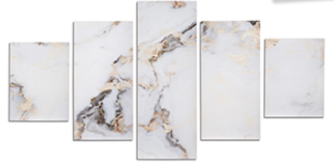 [DEAR211197] DECO 94973 TOILE 5 PIECES MARBRE BLANC 
