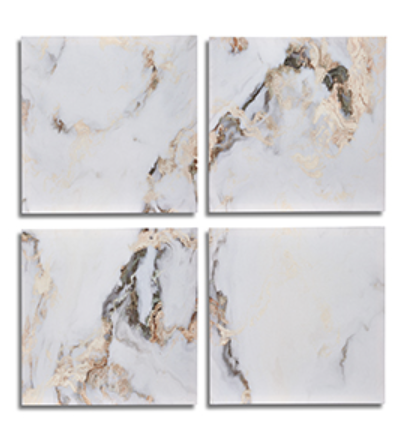 [DEAR211198] DECO 94978 TOILE 4 PIECES MARBRE BLANC 35X35CM 