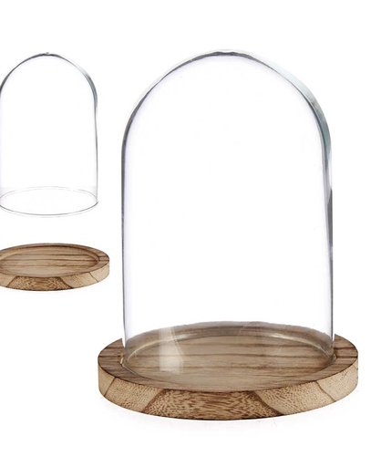 [DEAR211284] DECO 88354 COUPOLE VERRE BASE BOIS DIAM 12,5CM