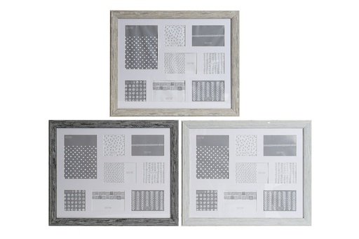 [DEIT201291] DECO MF-159755 MULTIPHOTOS FRAME PS GLASS 56X2X46 8 PHOTOS 3 MOD.