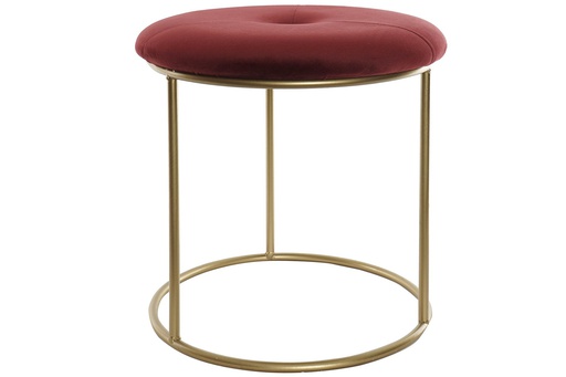 [DEIT210184] DECO MB-157473 STOOL PES METAL 36X36X40 VELVET BORDEAUX