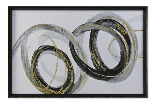 [DEIT210637] DECO CU-180434 TABLEAU MDF VERRE 120X6X80 ABSTRAIT ENCADRÉ NOIR