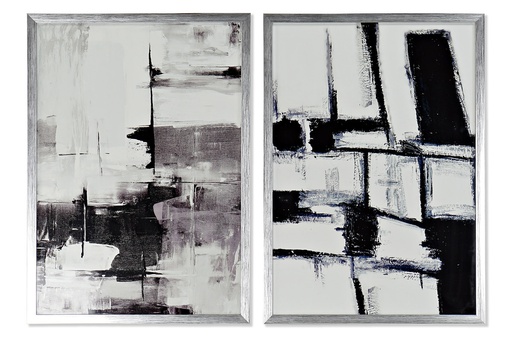 [DEIT210639] DECO CU-181813 TABLEAU VERRE PS 50X3X70 ABSTRAIT ENCADRÉ 2 MOD.