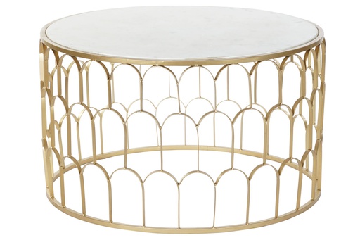 [DEIT210746] DECO MB-182322 TABLE CAFÉ FER MARBRE 87X87X51,5 DORÉ