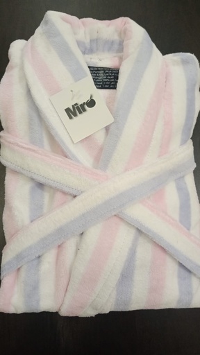 LL TM SORTIE DE BAIN RF10 RAY  BLANC BLEU ROSE VEL 100% CTN 600g