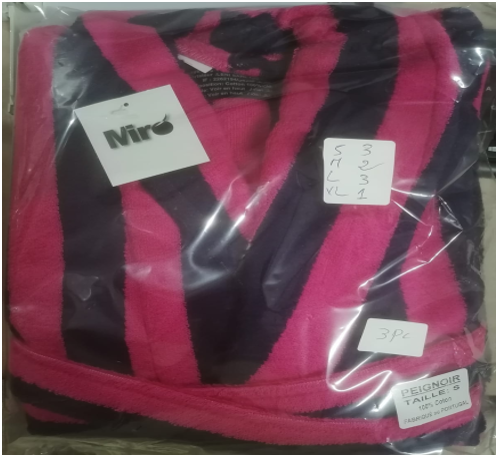 LL TM SORTIE DE BAIN RF23 RAY FUSCHIA NOIR 100% CTN 700g