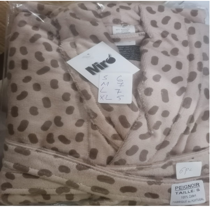 LL TM SORTIE DE BAIN RF28 DALMATA TAUPE MARRON VEL 100% CTN 600g