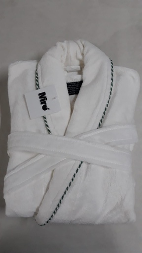 [LLTM220944] LL TM SORTIE DE BAIN RF40 BLANC CORDON VERT VEL 100% CTN 600g