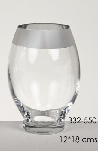 [DEBE220840] DECO 332-550 VASE CRISTAL ETTAL CLEAR/ARGENTE 12*18 cm
