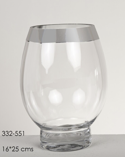 [DEBE220841] DECO 332-551 VASE CRISTAL ETTAL CLEAR/ARGENTE 16*25 cm