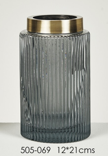 [DEBE220860] DECO 505-069 VASE CRISTAL PRIZREN GRIS 12*21 cm
