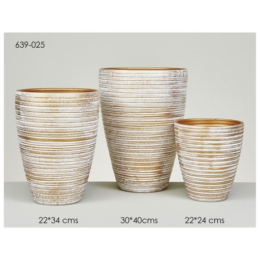 [DEBE221004] DECO 639-025 POT CERAMIQUE RAYURES DORE 22*34cm