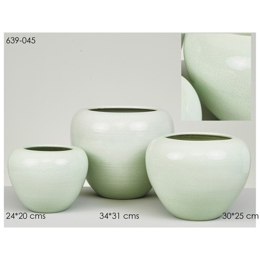 [DEBE220921] DECO 639-045 POT CERAMIQUE FISSURES VERT 34*31cm