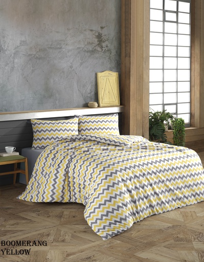 [LLCT221031] LL KING SET DRAPS ZIGZAG JAUNE (180x200+240x260+2*50x70cm)