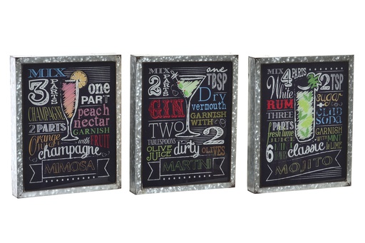 [DEIT201126] DECO DP-148796  DECORATION MURALE  METAL 32,5X6X40 COCKTAIL 3 MOD.