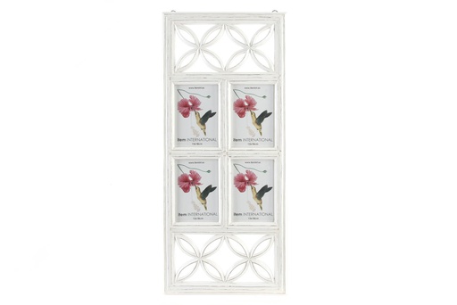 [DEIT201284] DECO MF-142097  TABLEAU  MDF GLASS 32X75 4 PHOTOS DECAPE WHITE
