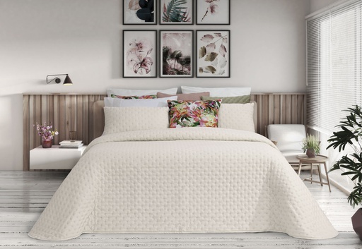 [LLTL230324] LL TL COUVRE LIT MINERVA 205x270cm BLANC 100%PES