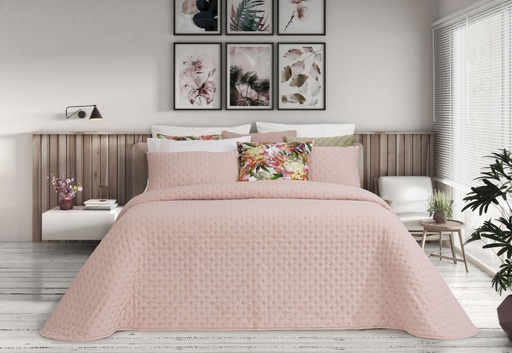 [LLTL230328] LL TL COUVRE LIT MINERVA 270x270cm ROSE 100%PES
