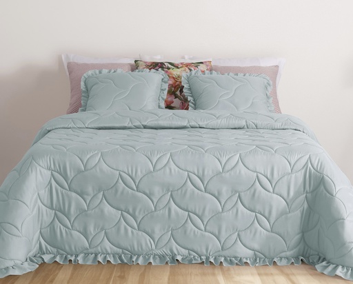 [LLTL230337] LL TL COUVRE LIT VERONA 270x270cm VERT JADE 100%PES
