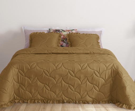 [LLTL230341] LL TL COUVRE LIT VERONA 270x270cm CAMEL 100%PES