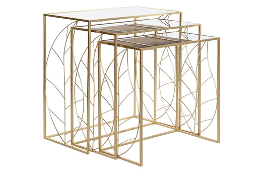 [DEIT230527] DECO MB-202817 TABLE AUXILIAIRE SET 3 METAL 65X35X65 FEUILLE