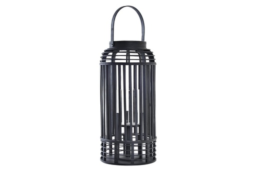 [DEIT230597] DECO PV-197147 BOUGEOIR BAMBOU VERRE 24X24X51 NOIR