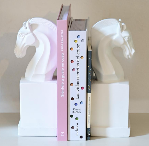 [DEIT230444] DECO FD-195713 SERRE-LIVRES SET 2 RESINE 10X7X24 CHEVAL BLANC
