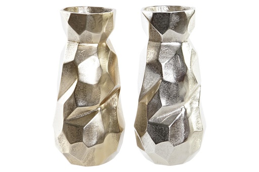 [DEIT230320] DECO AL-194092 VASE ALUMINIUM 14X14X31 ABSTRAIT 2 MOD
