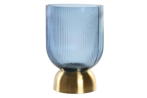 [DEIT230399] DECO JR-195602 VASE VERRE METAL 16X16X23 DORE BLEU