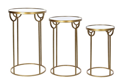 [DEIT230386] DECO MB-195908 TABLE AUXILIAIRE SET 3 METAL MIROIR 40X40X66,5