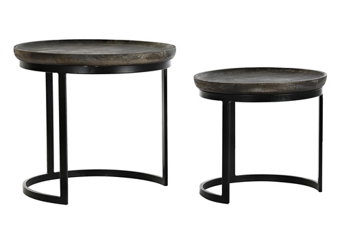 [DEIT230390] DECO MB-199886 TABLE AUXILIAIRE SET 2 MANGUE METAL 55X55X50 NOIR
